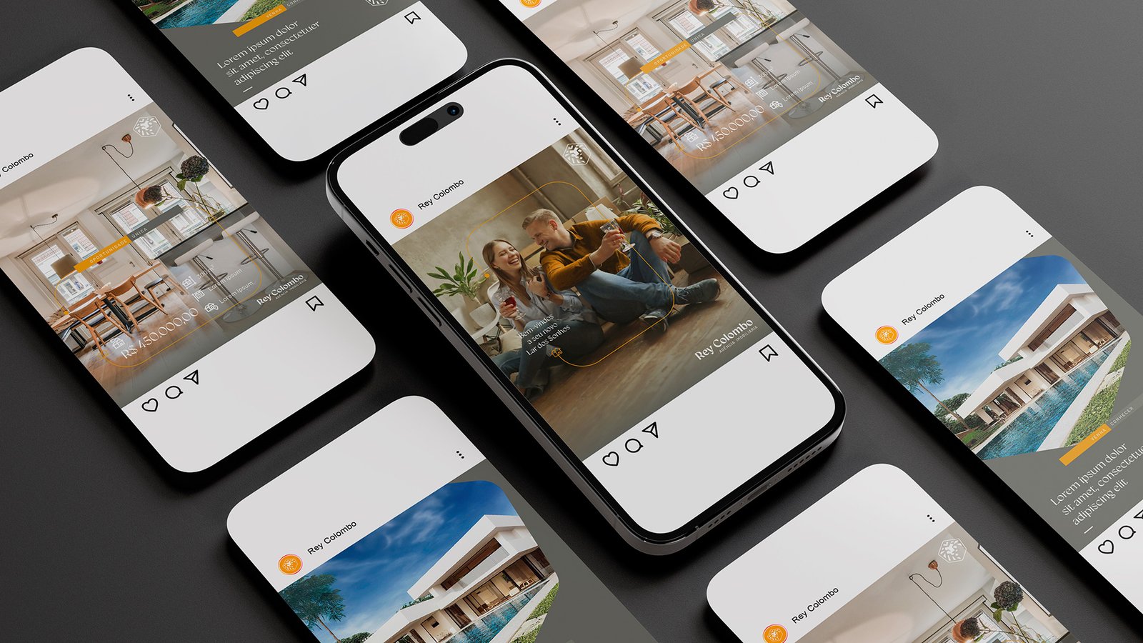 Mockup de Redes Sociais Rey Colombo