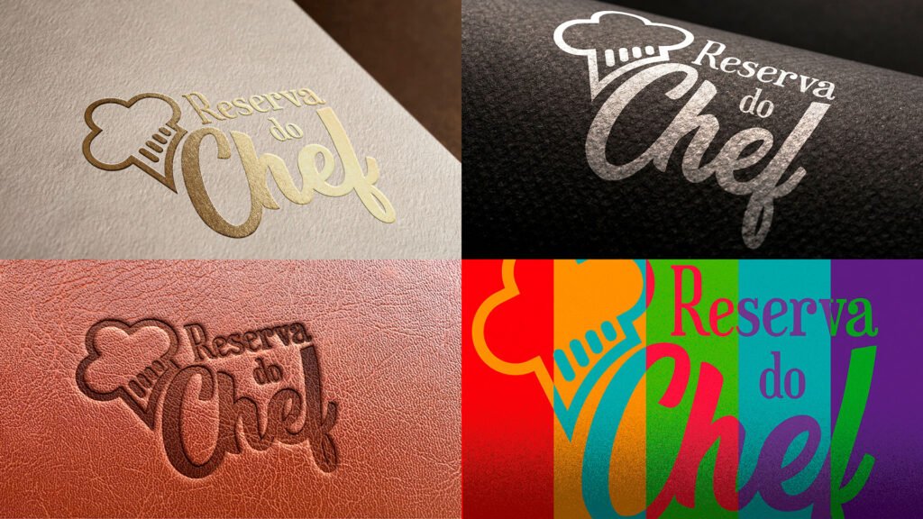 Aplicações do logotipo Reserva do Chef no manual de marca