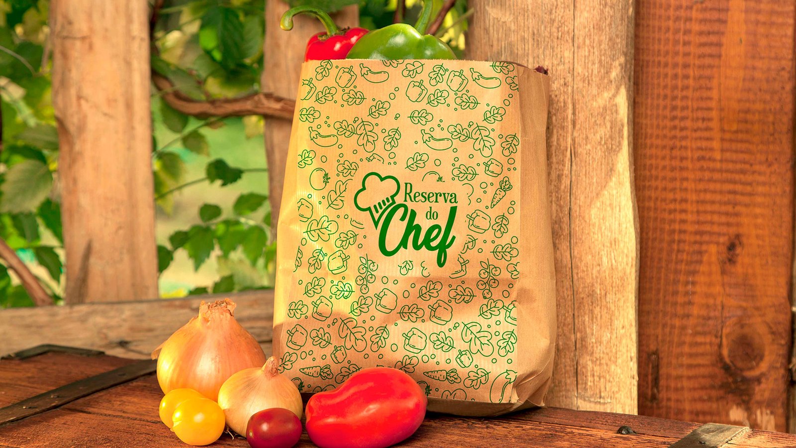 Aplicação de logo e textura Reserva do CHef